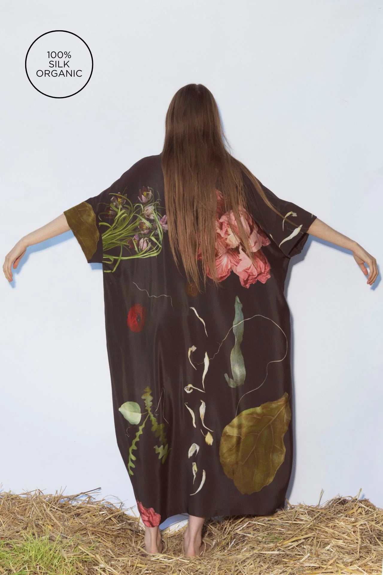 Silk Dress in Print C - Big Flowers