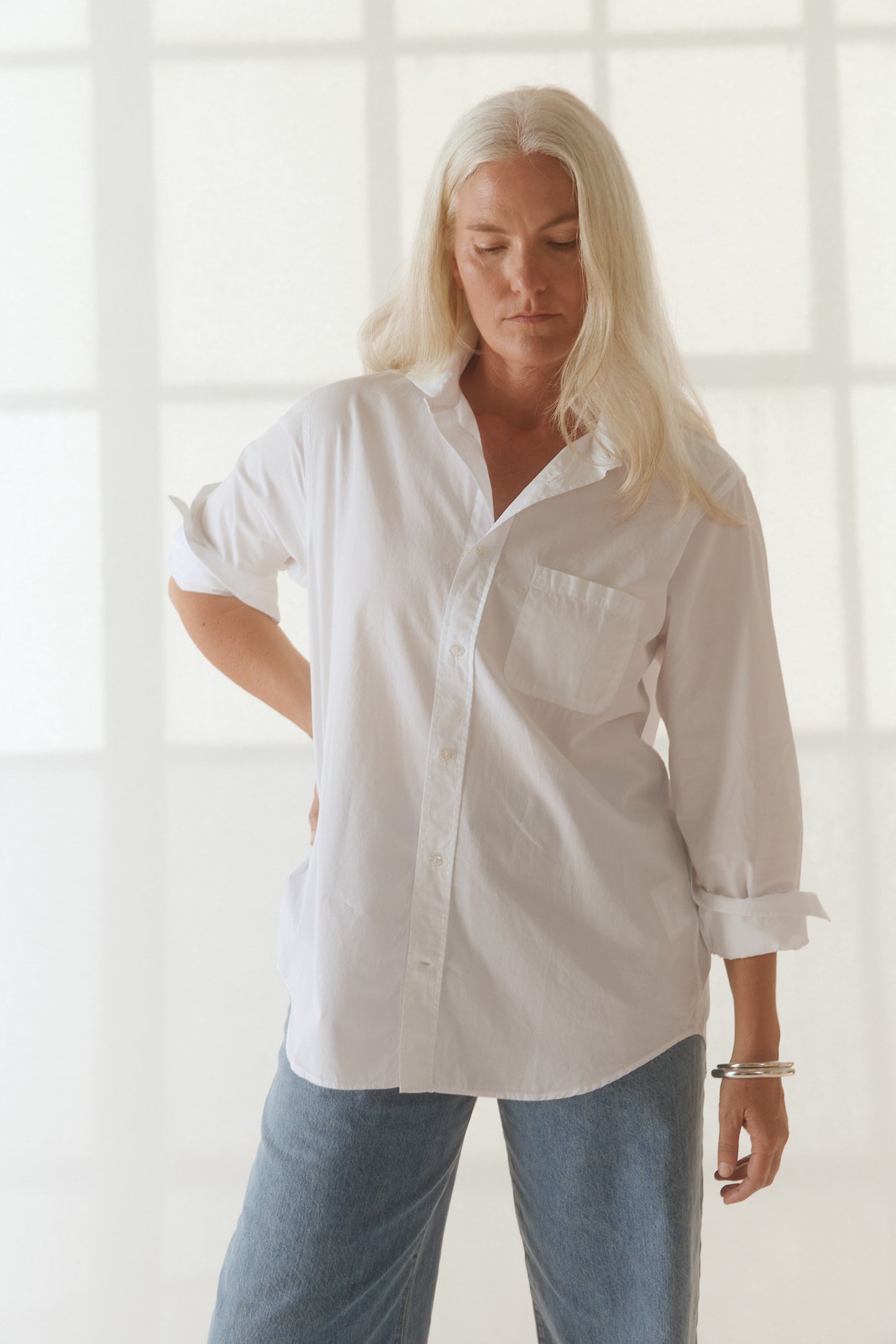 Shark Collar Shirt in True White