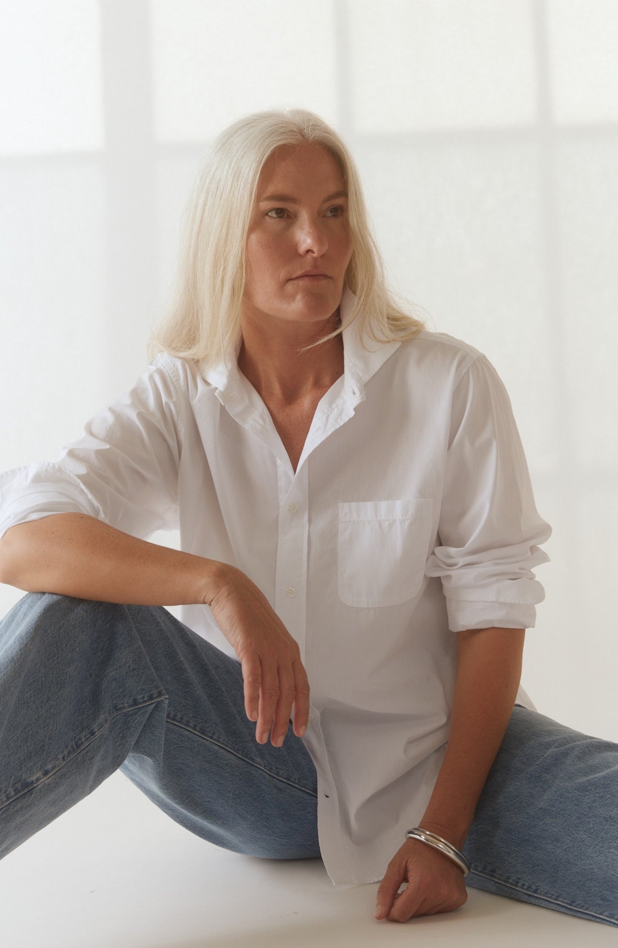 Shark Collar Shirt in True White
