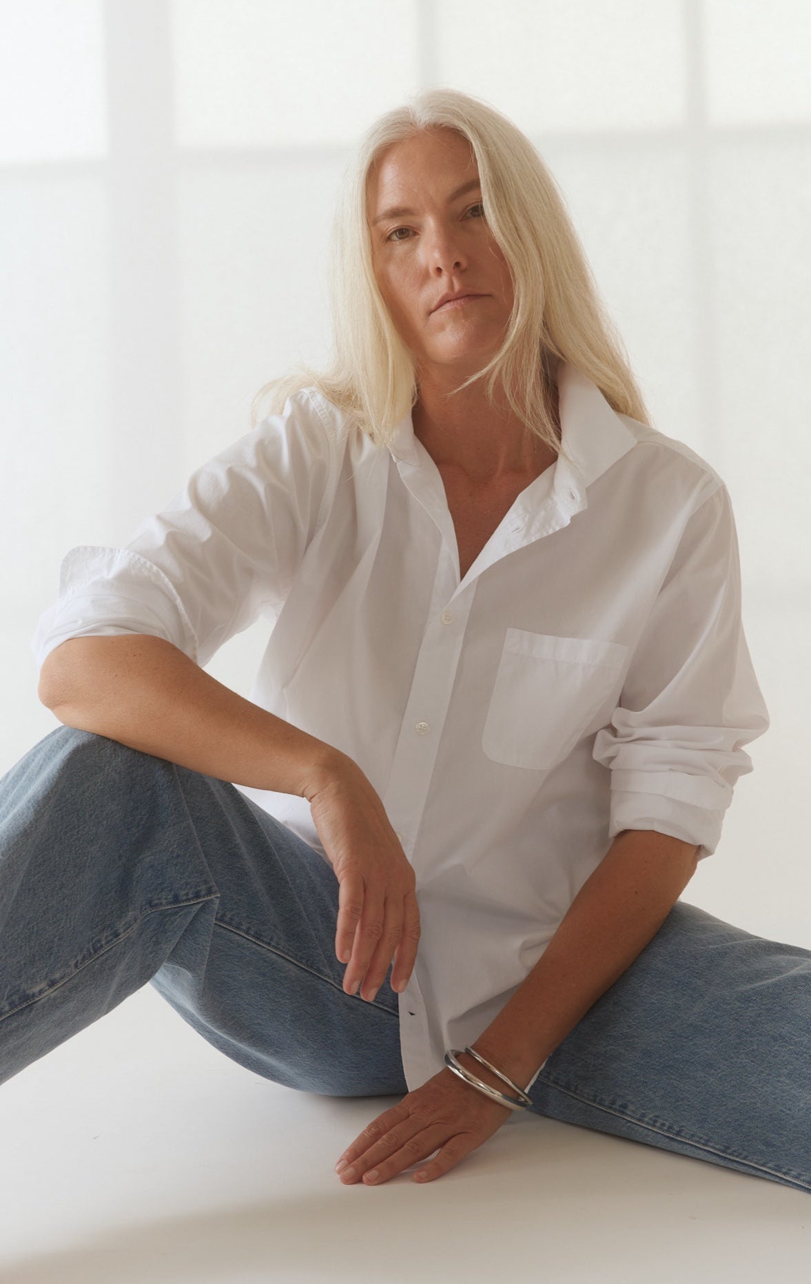Shark Collar Shirt in True White