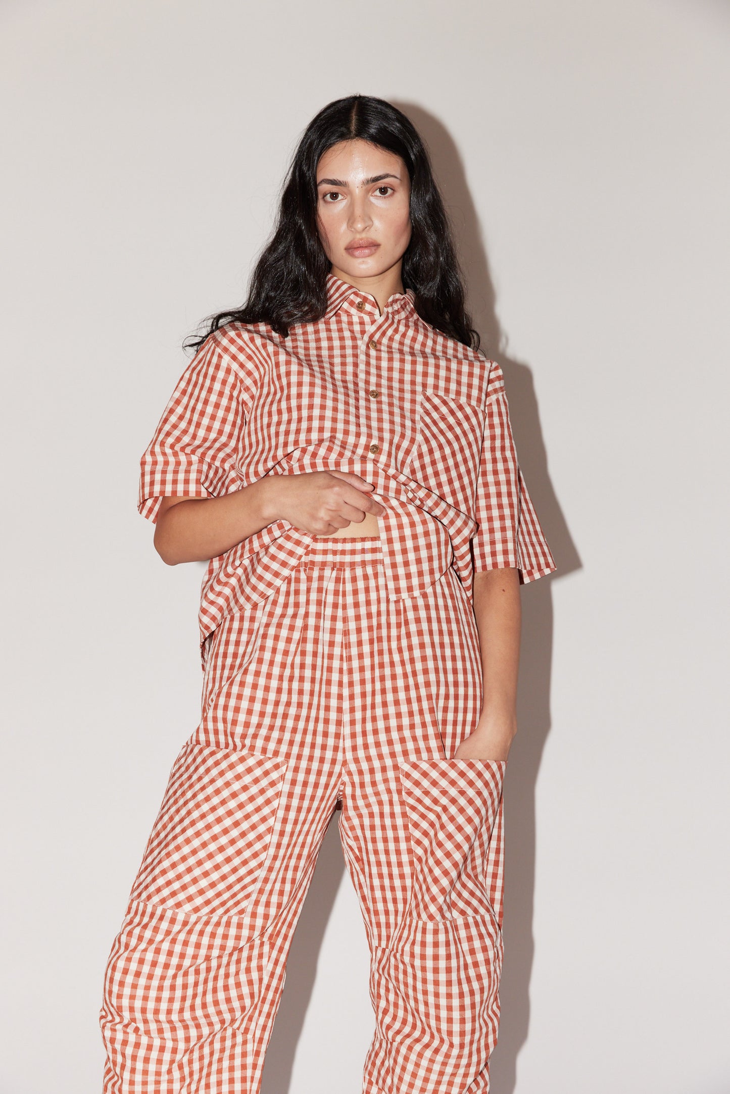 Gingham Patch Pocket Pants