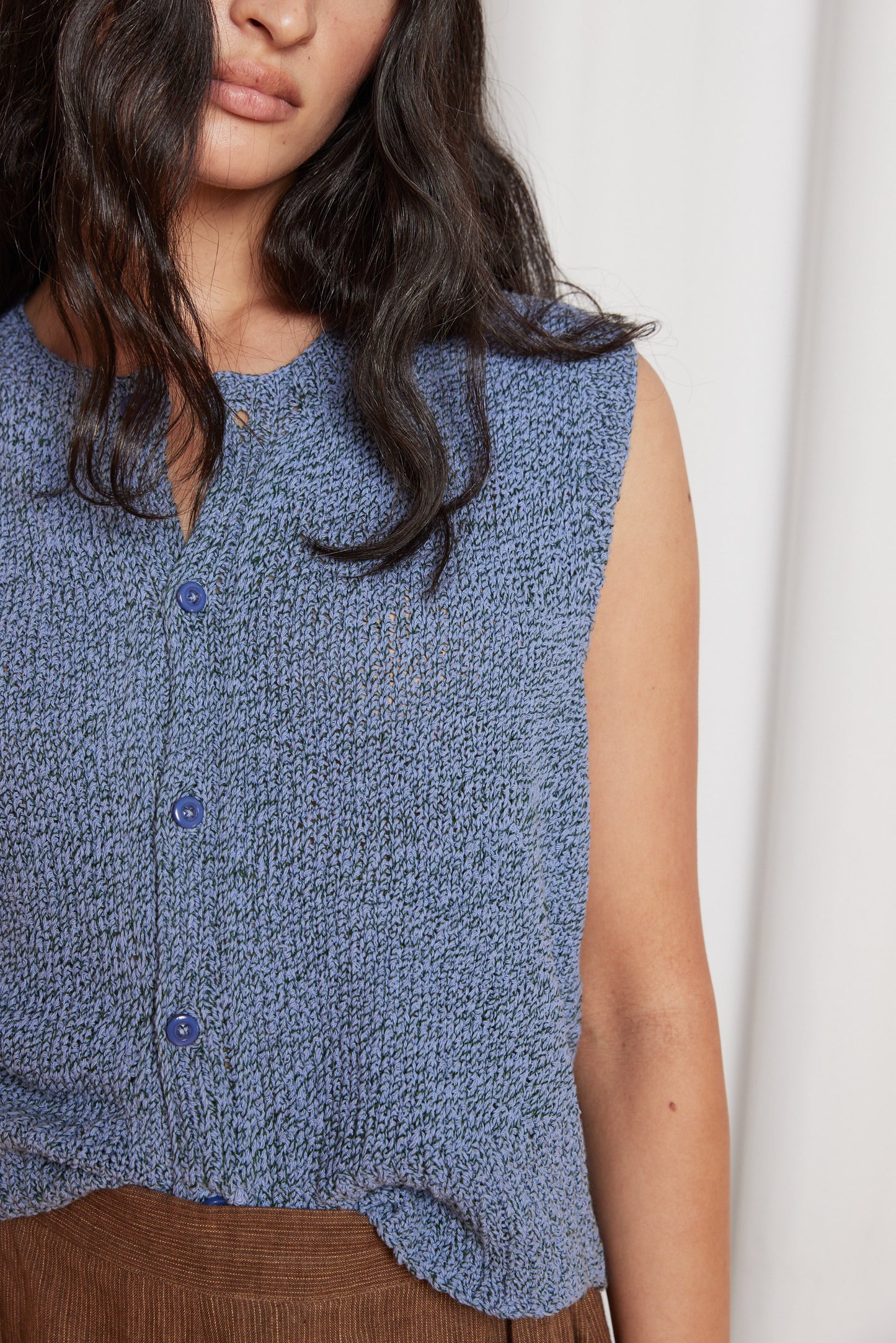 Nona Knitted Vest in Steel Blue