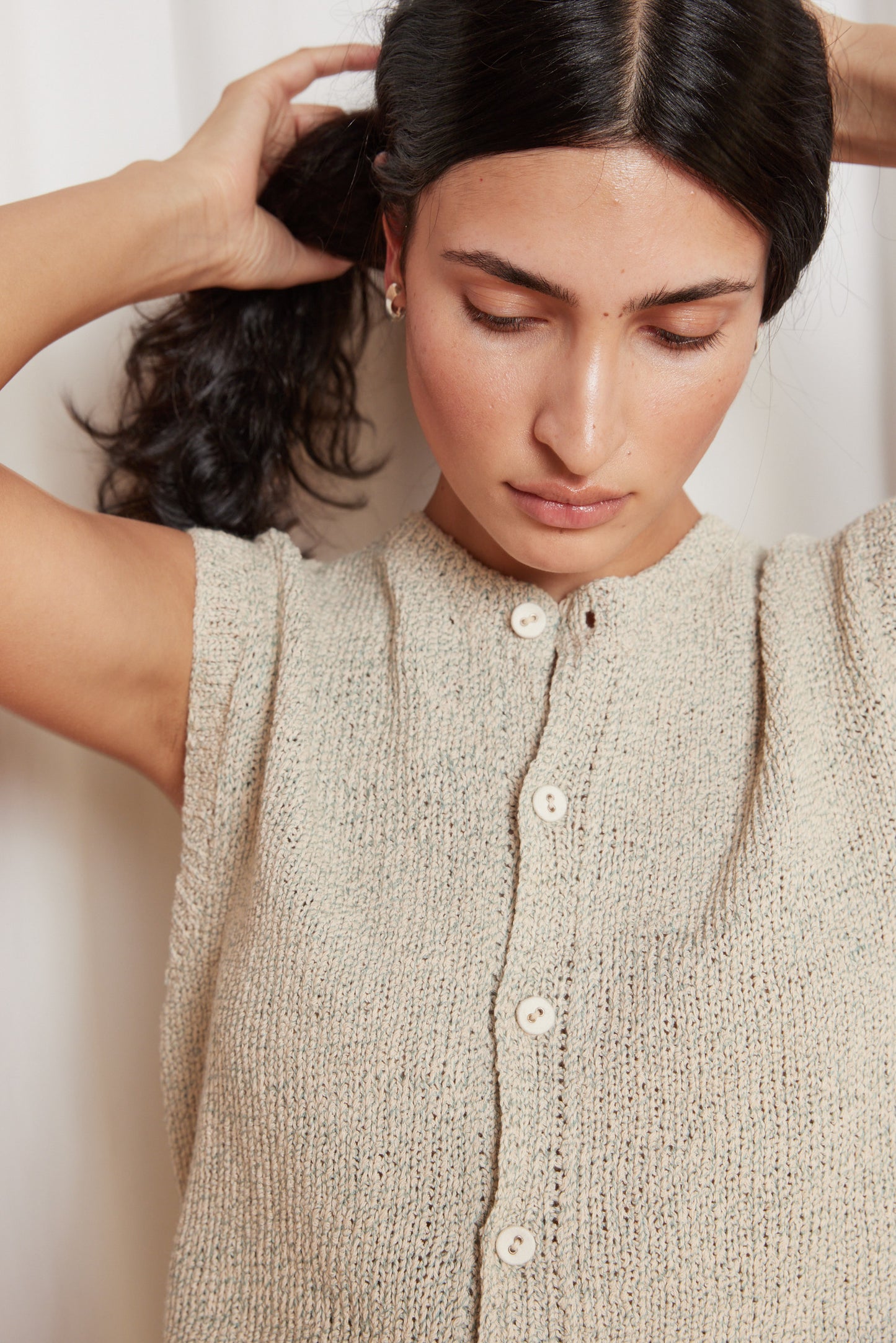 Nona Knitted Vest in Alabaster