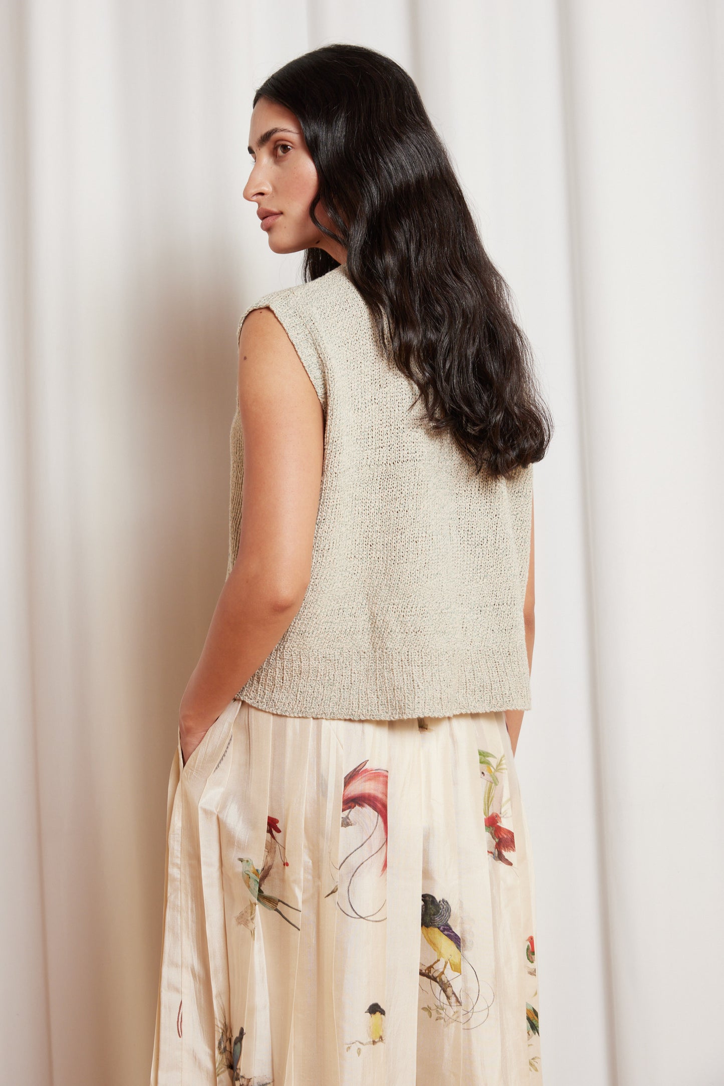 Nona Knitted Vest in Alabaster