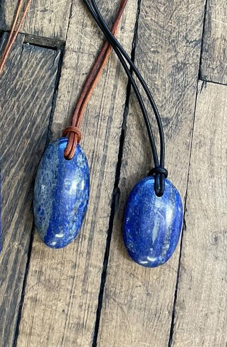 Big Lapis Necklace - Brown Cord