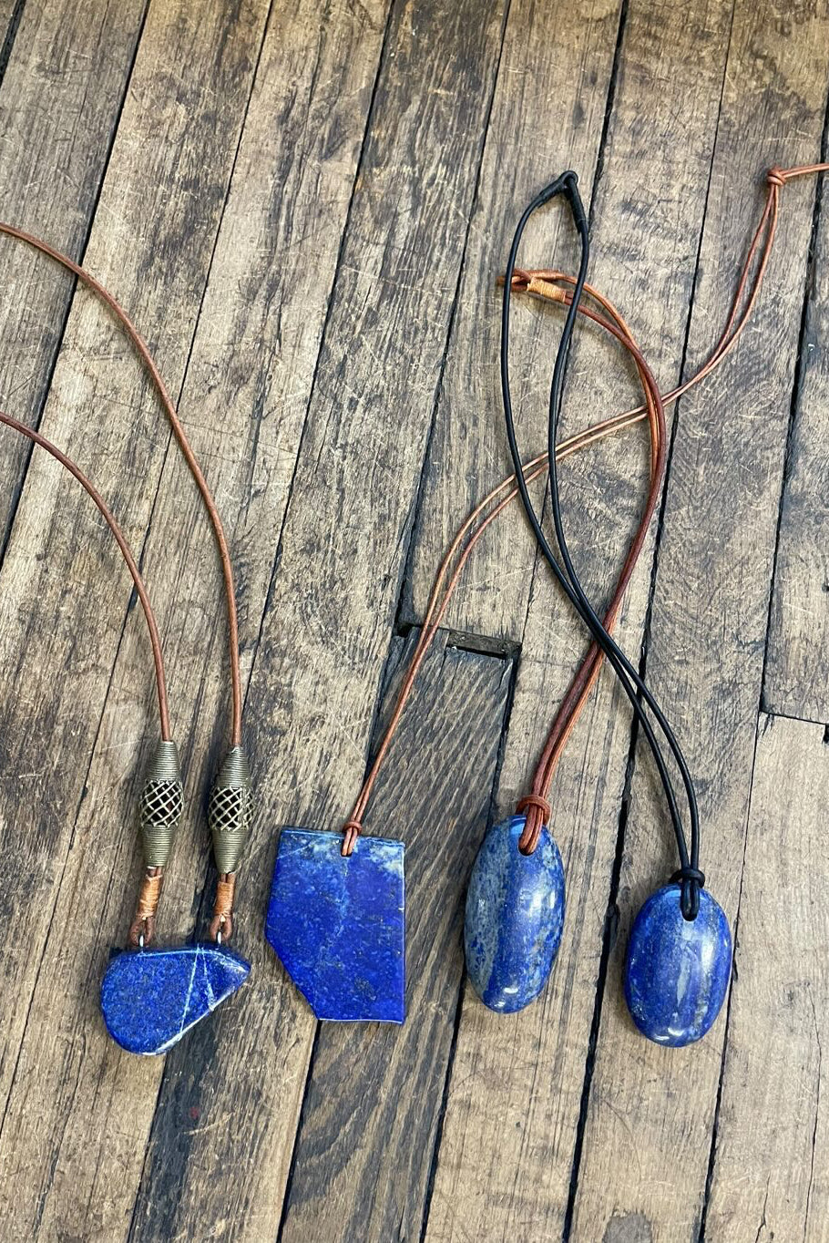 Big Lapis Necklace - Black Cord
