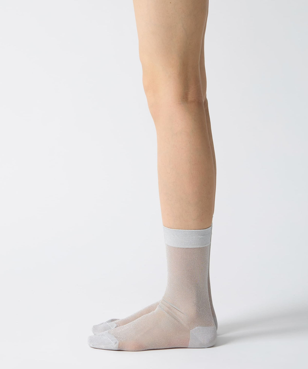 Lurex Sheer Socks - Silver White