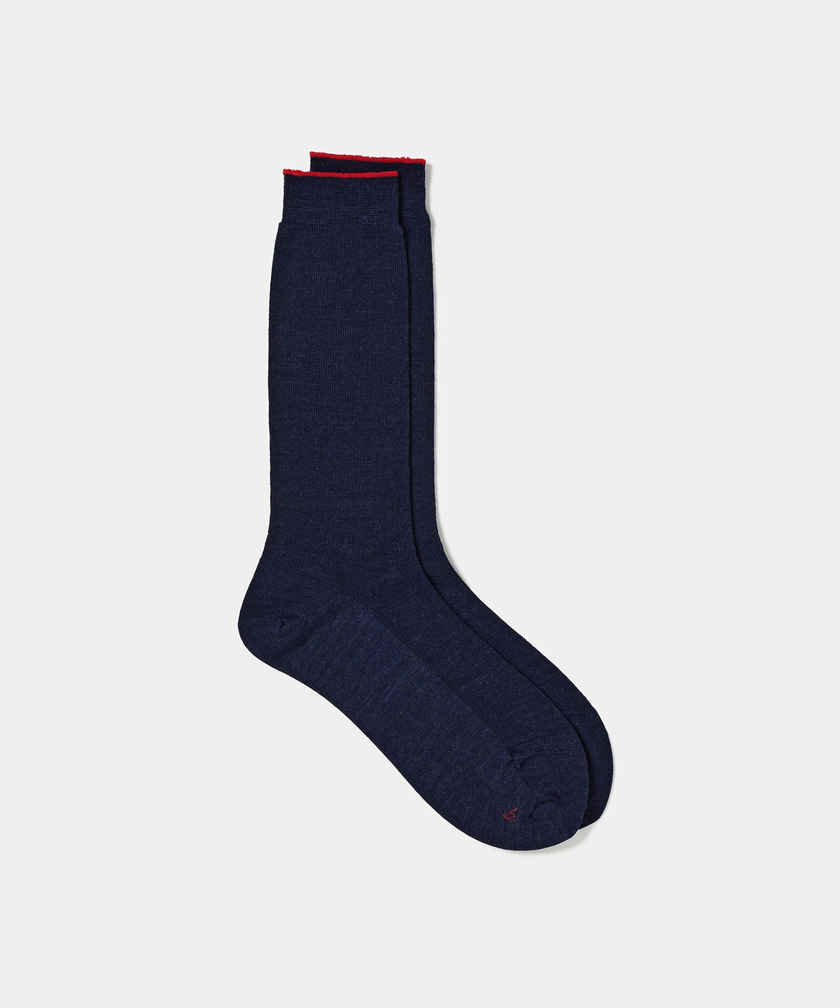 Wool Fine Ribbed Socks - Navy
