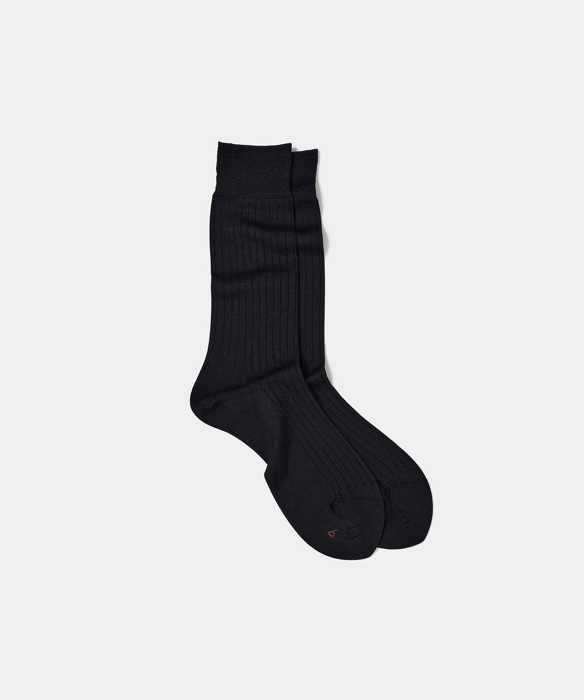 Silk Wide Ribbed Socks - Black