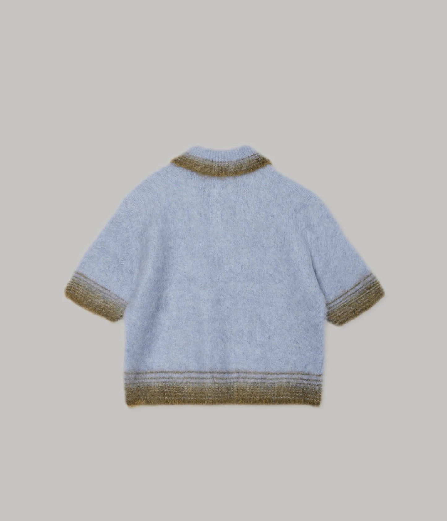 Compact Knit Polo in Baby Blue X Green