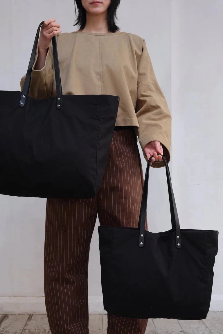 Grid Midi Tote - Black