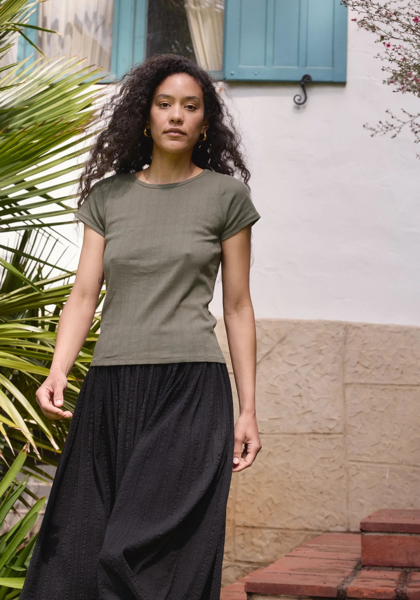 Pointelle Tee in Sage