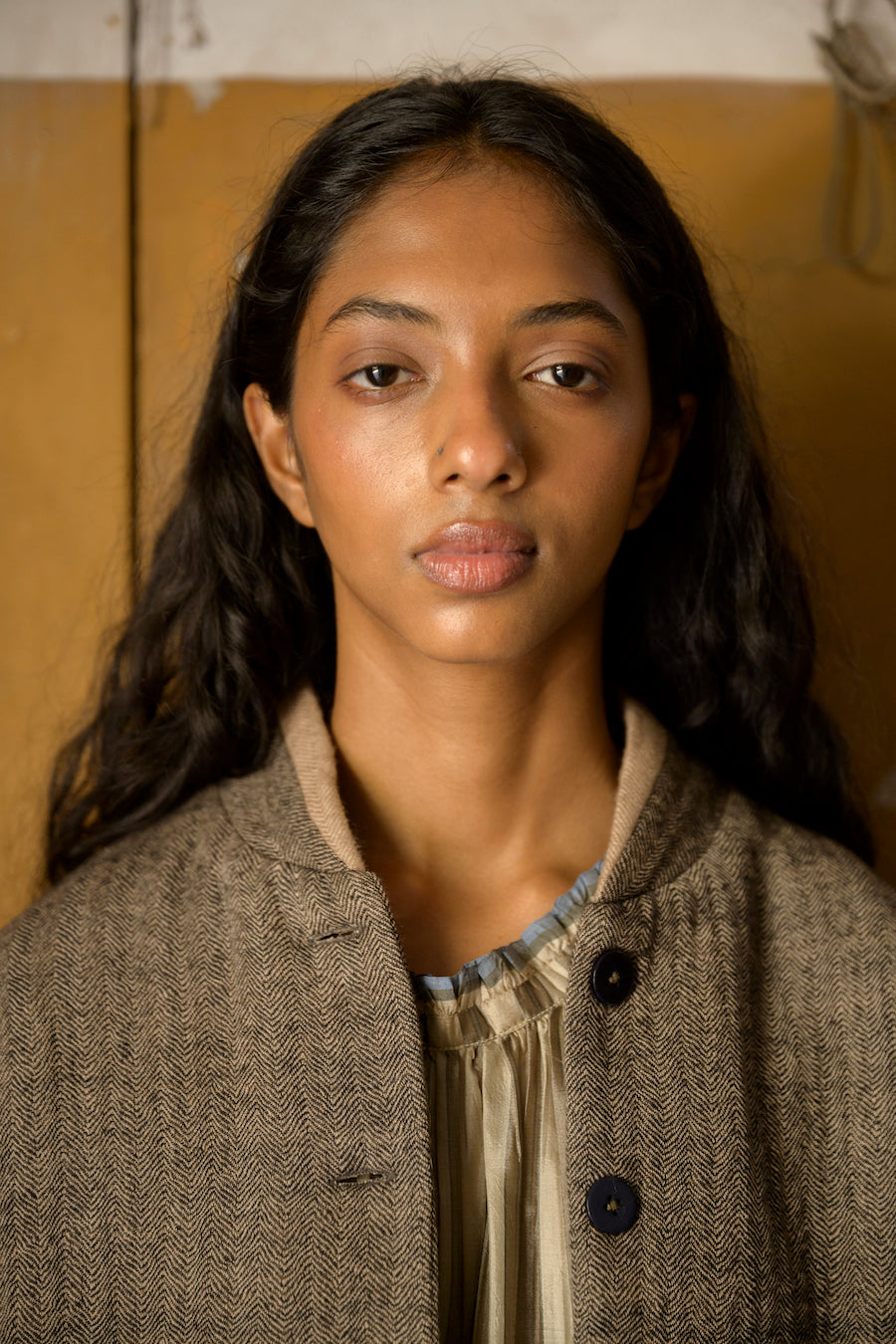 Leo Short Wool Jacket in Herringbone