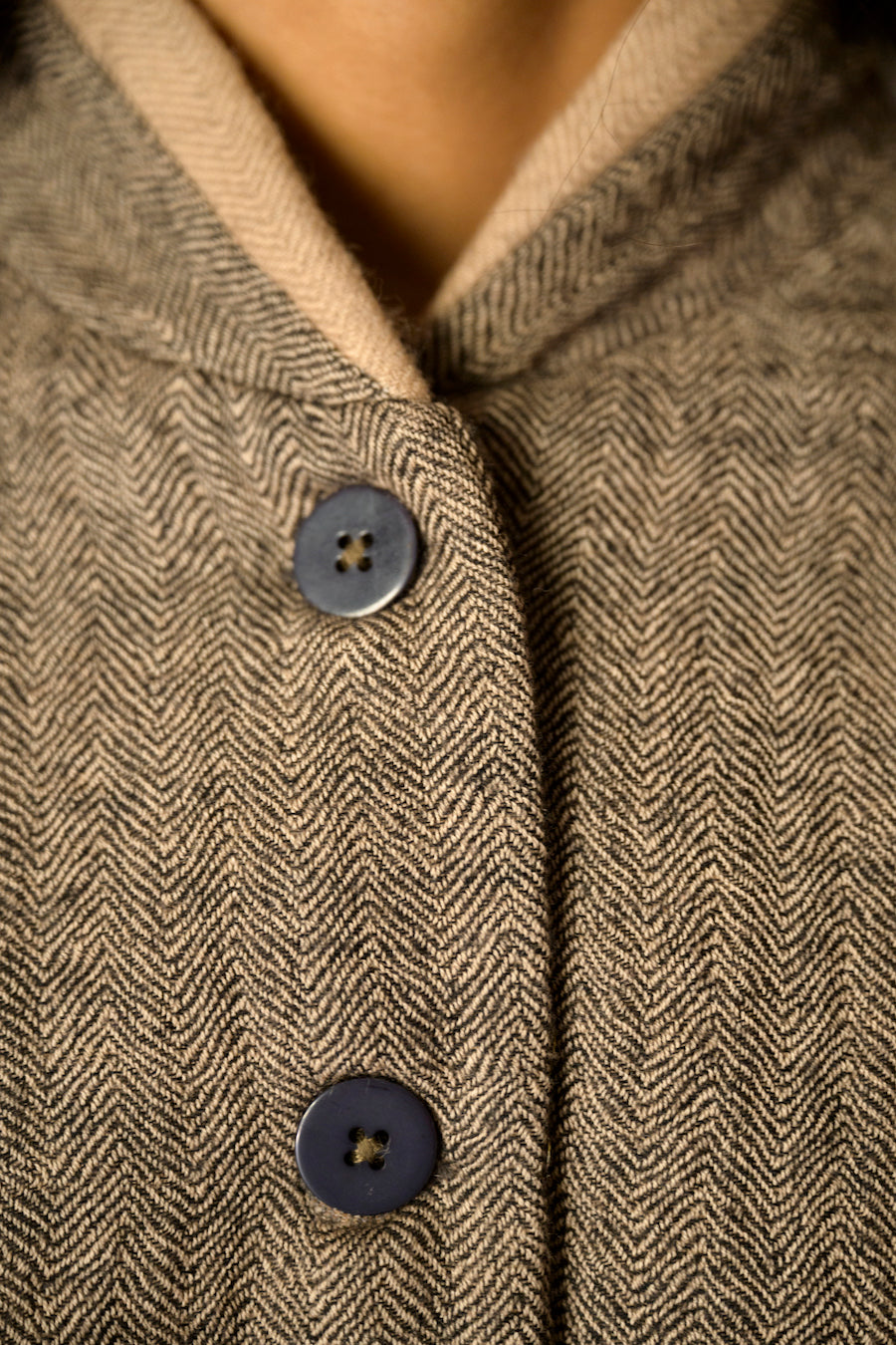 Leo Short Wool Jacket in Herringbone