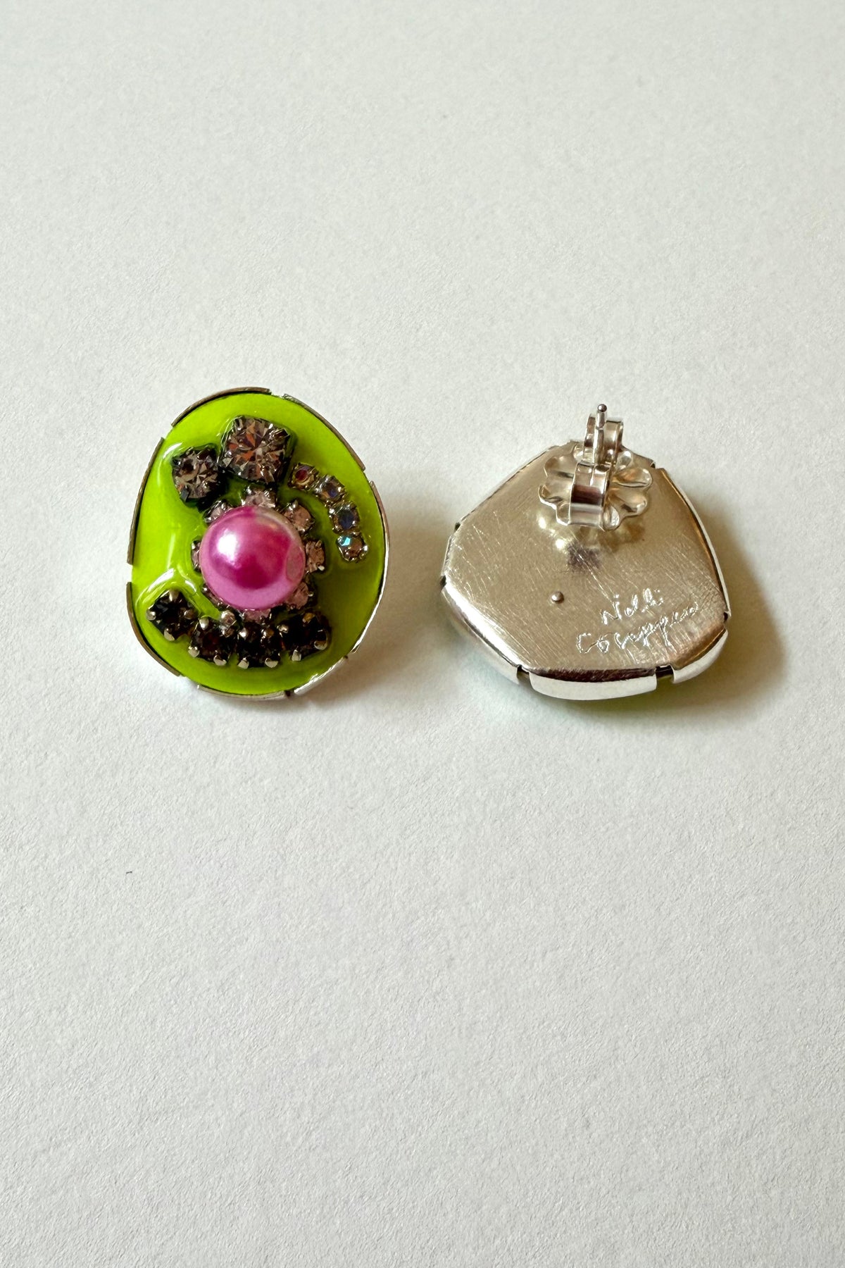 Rhinestone Studs - Neon Yellow
