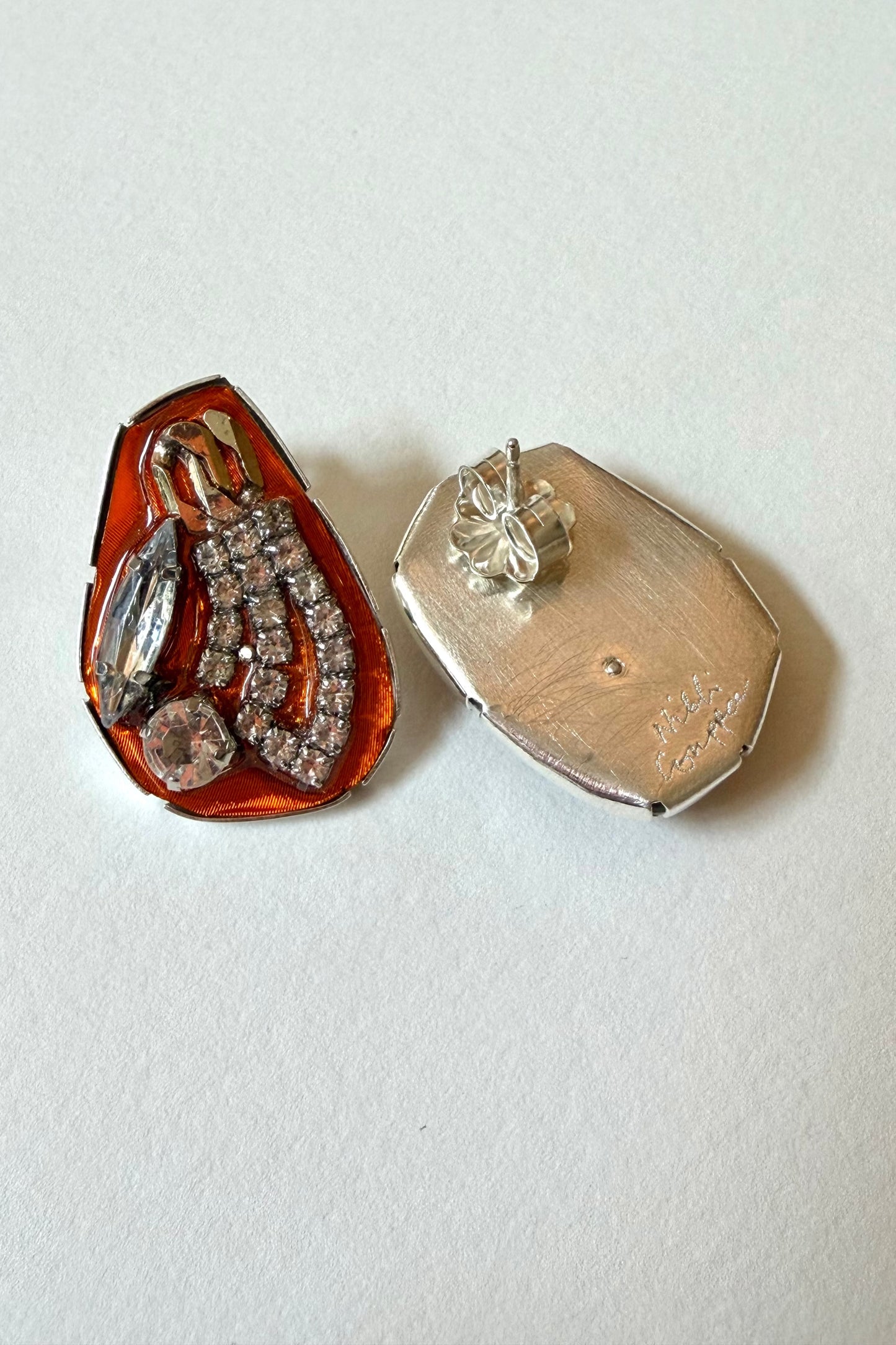 Rhinestone Studs - Orange