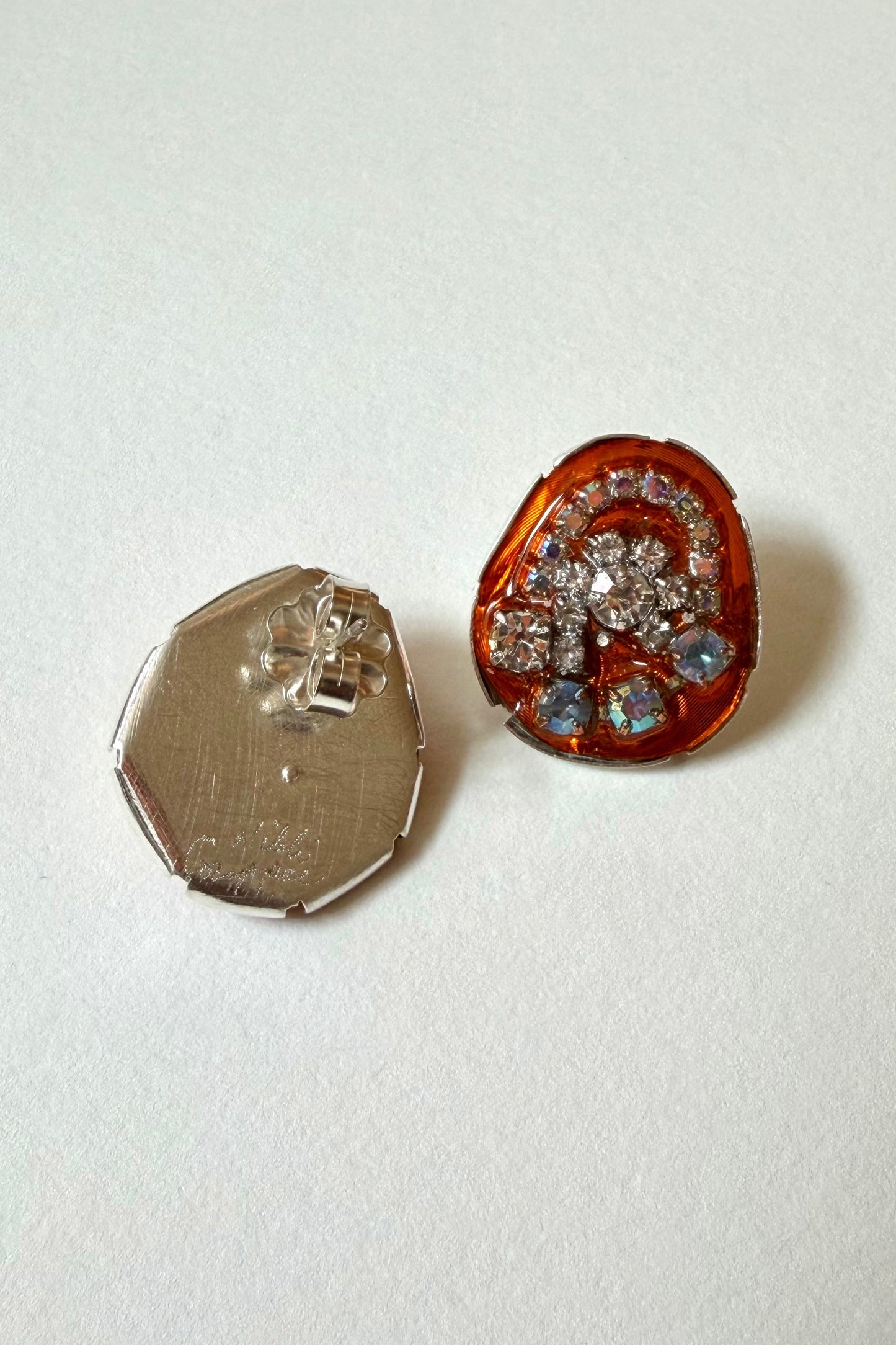Rhinestone Studs - Orange
