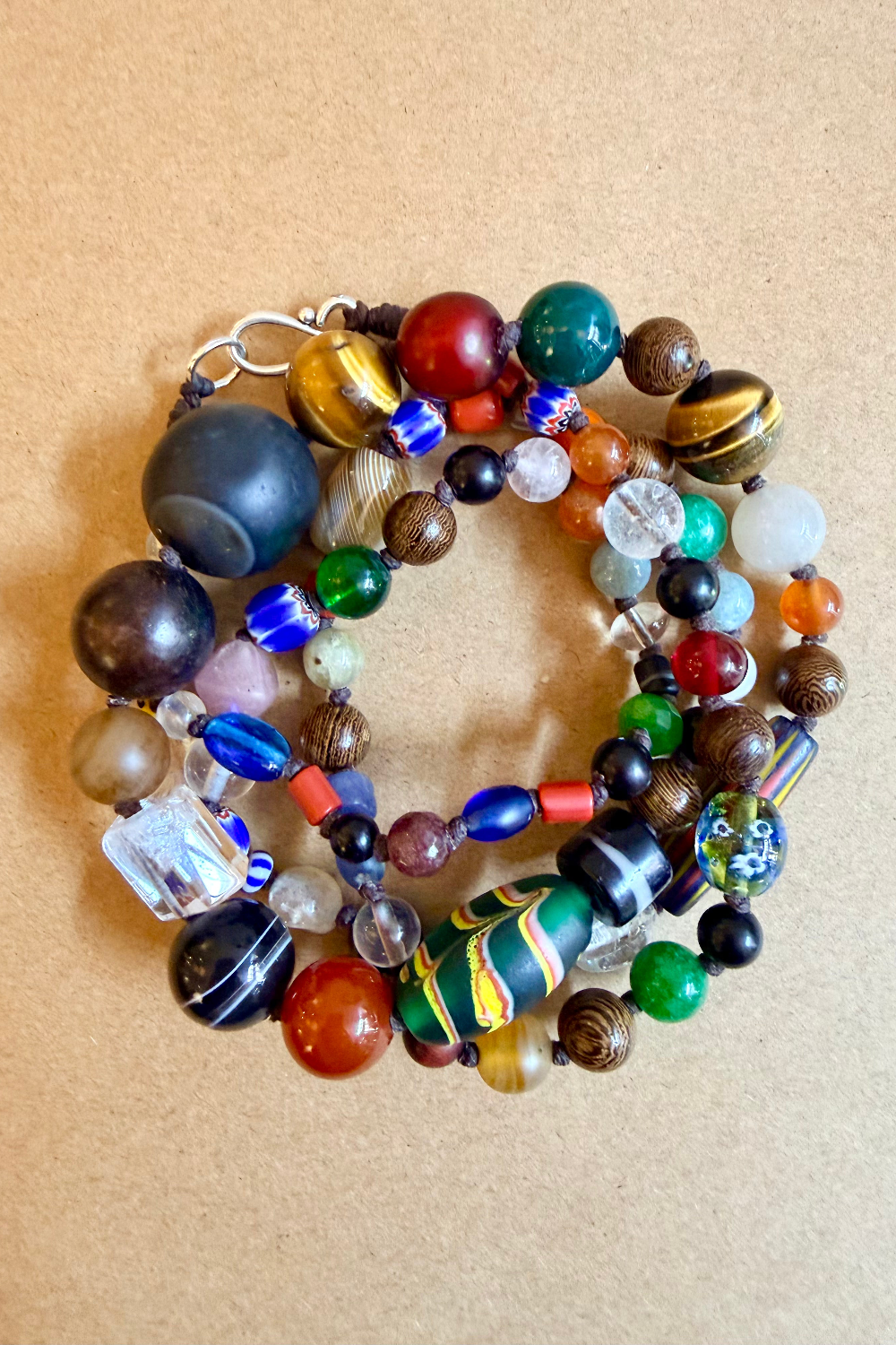 Multi-Bead Glass Necklace - Agate