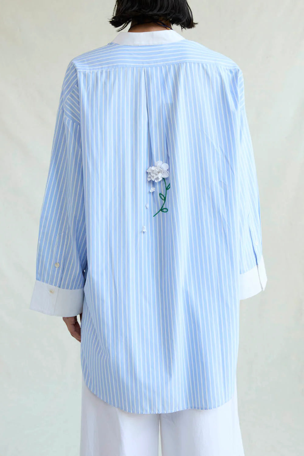 Falling Flower Tunic in Blue Stripe