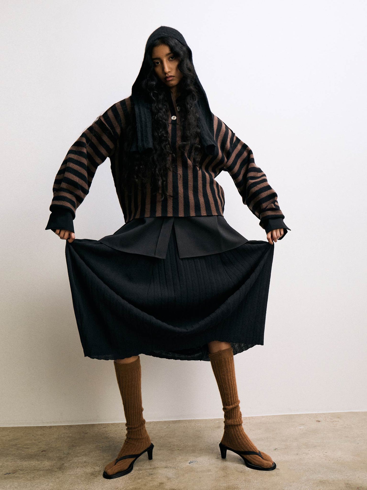 Shikai Polo Sweater in Black Espresso