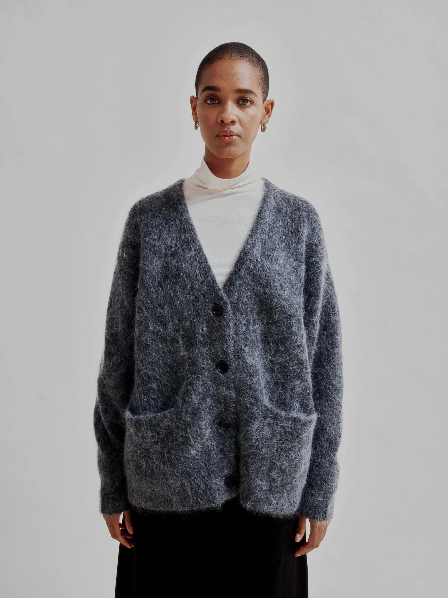 Mohair Cardigan in Charcoal