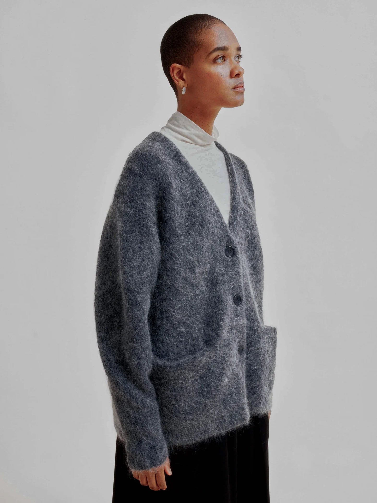 Mohair Cardigan in Charcoal