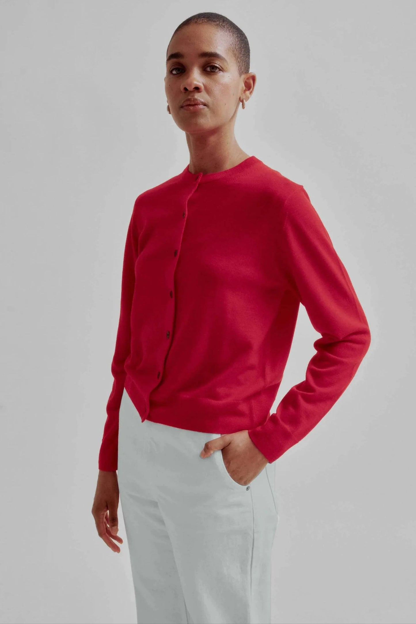 Compact Cardigan in Red