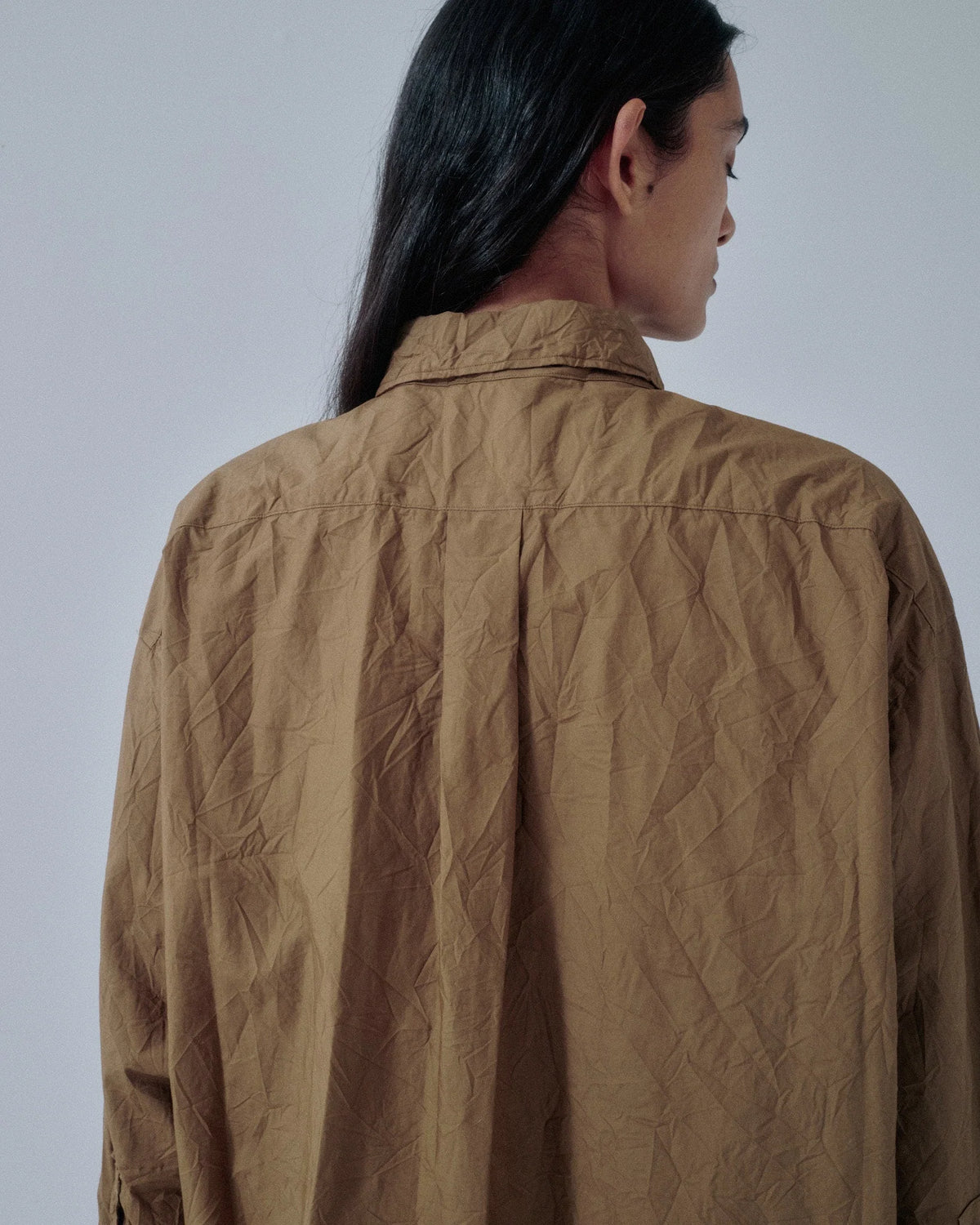 Crinkled Oversized Shirt - Walnut