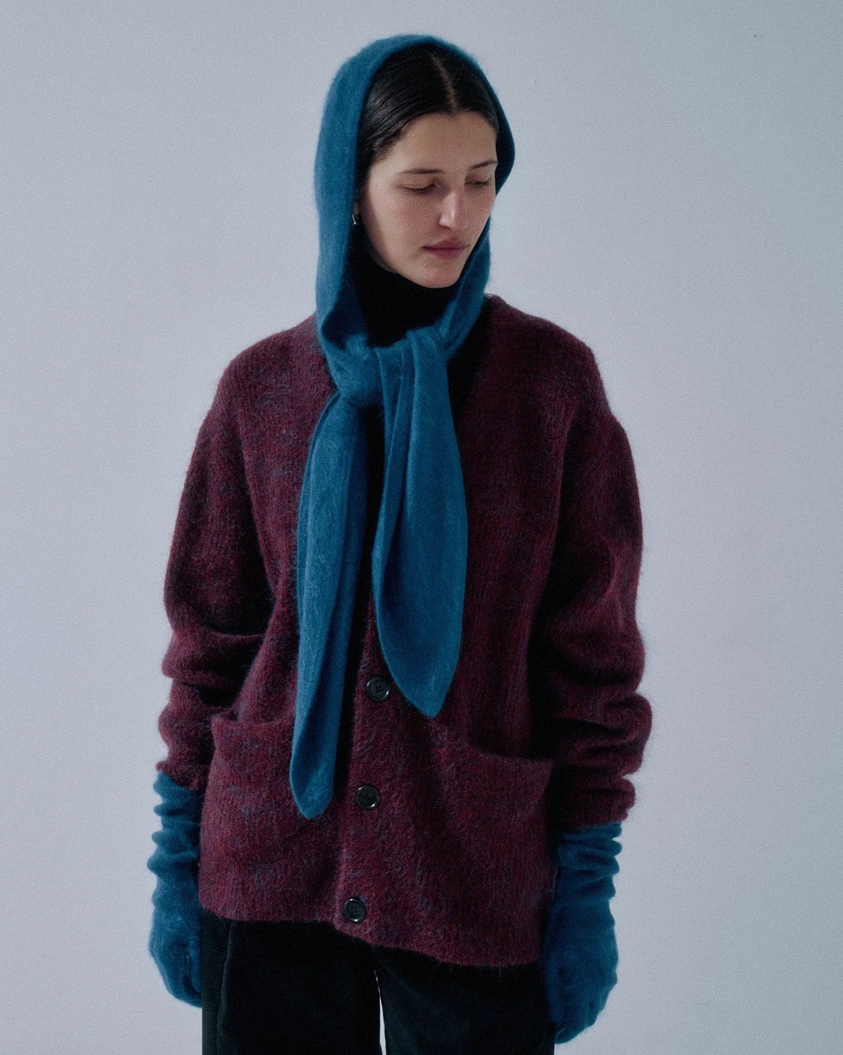 Hooded Cashmere Scarf - Cobalt