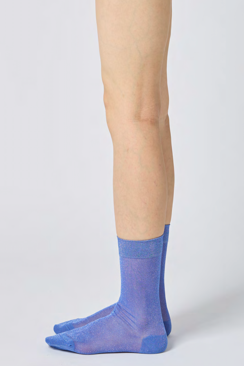 Lurex Sheer Socks - Blue