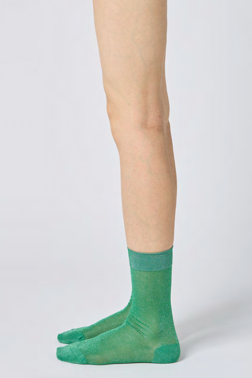 Lurex Sheer Socks - Green