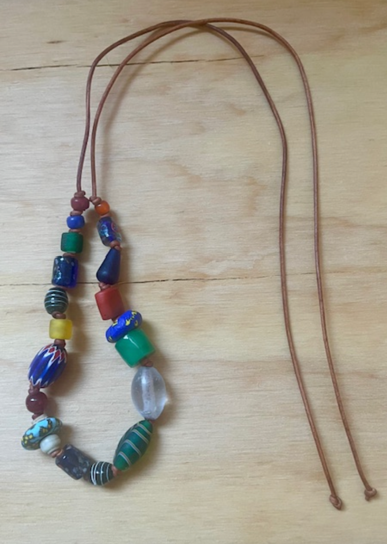 Multi-Beaded Necklace on 2mm Leather Cord - Tutti Frutti