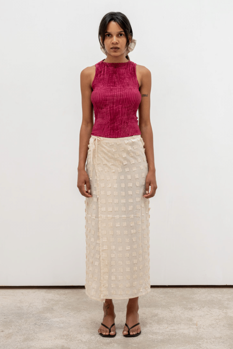 Muga Silk Offcuts Wrap Long Skirt - Undyed