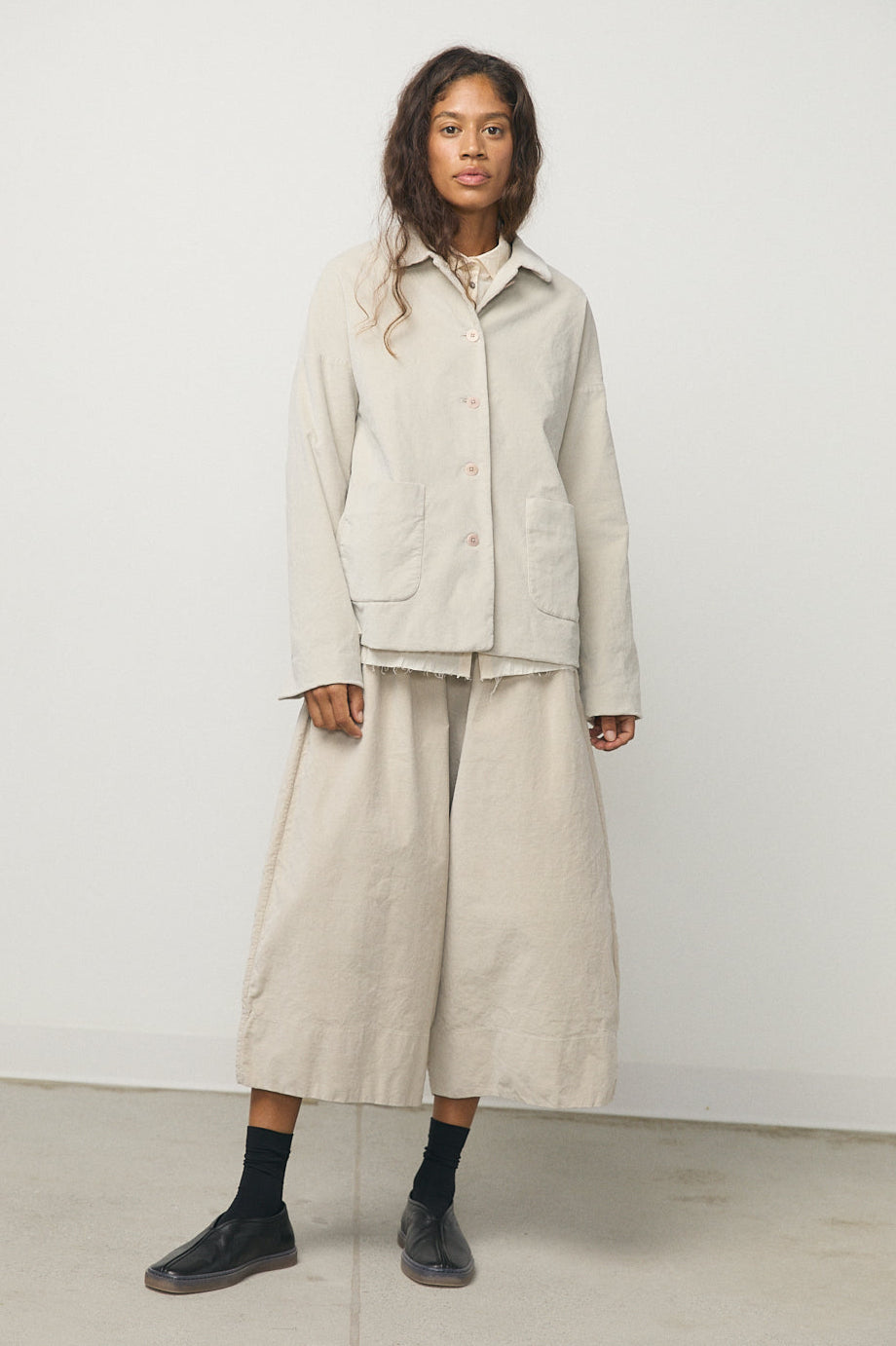 Shirt Loose Blazer in Velvet Oatmeal