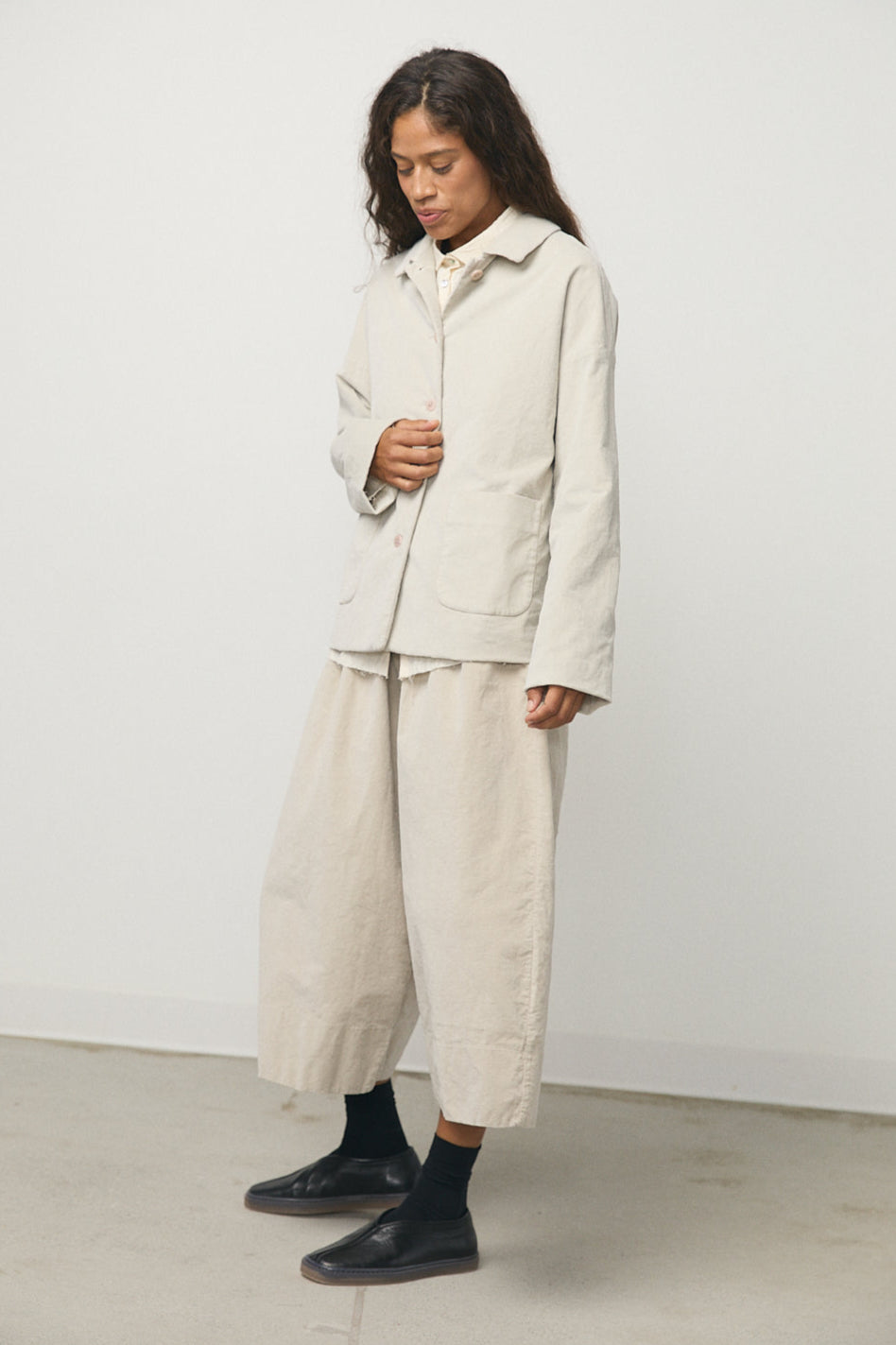 Shirt Loose Blazer in Velvet Oatmeal