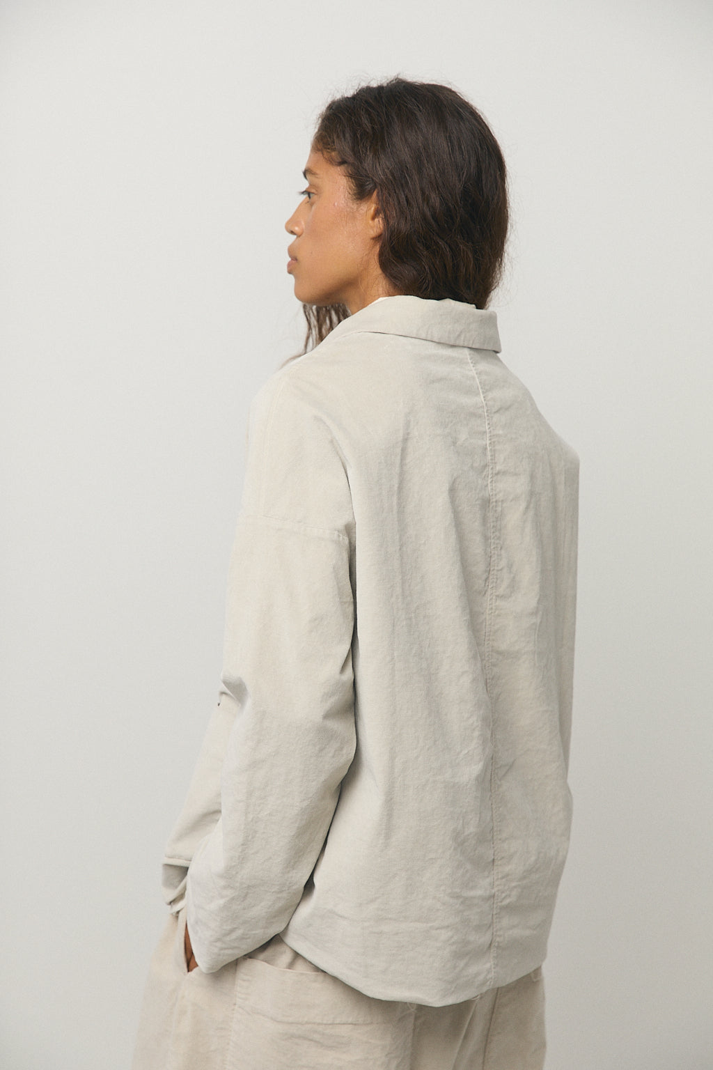 Shirt Loose Blazer in Velvet Oatmeal