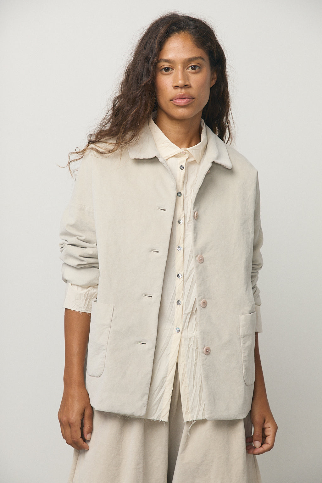 Shirt Loose Blazer in Velvet Oatmeal