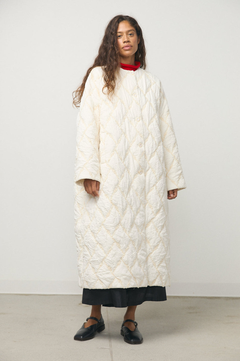 Farrah Quilted Coat in Cream