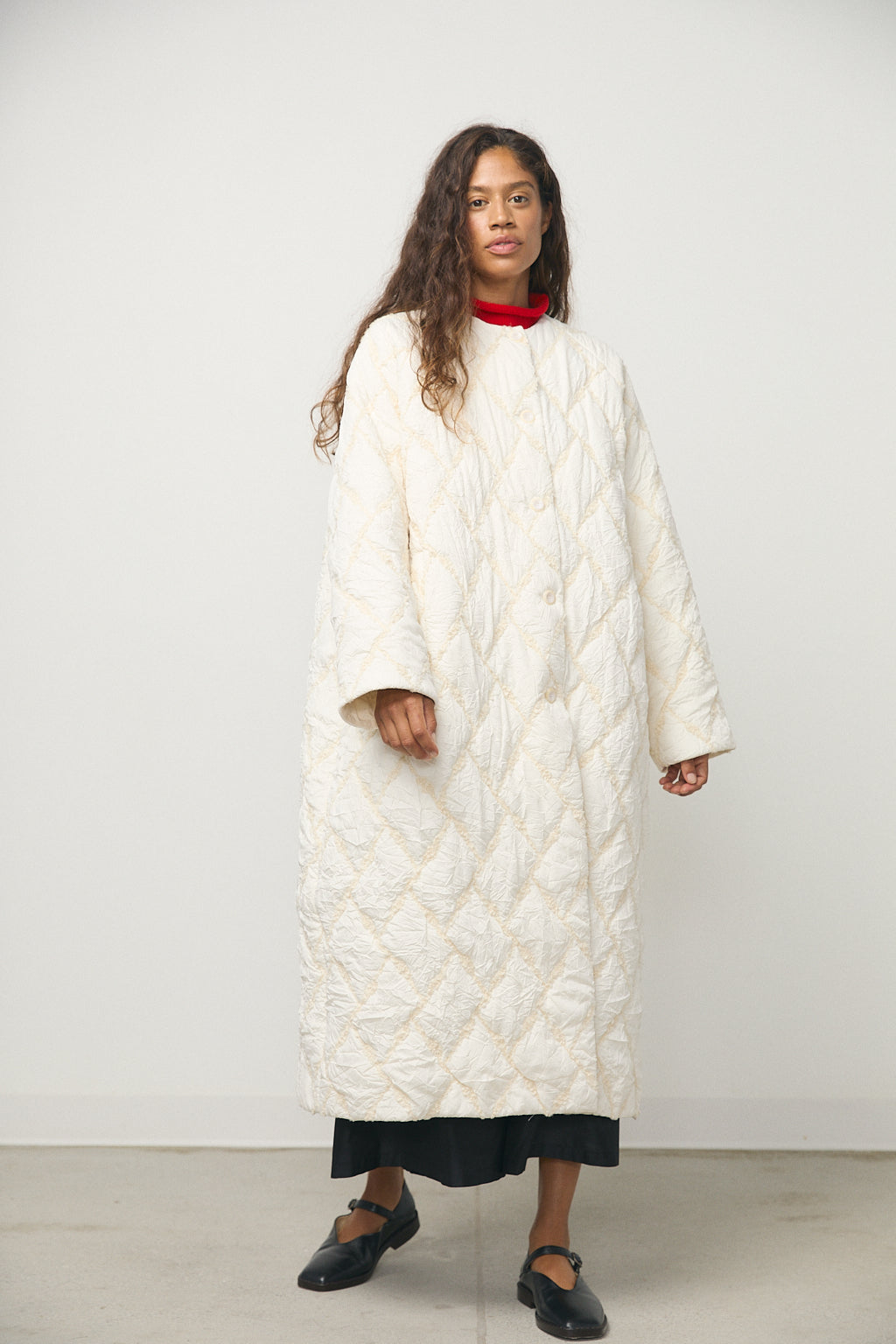 Farrah Quilted Coat in Cream