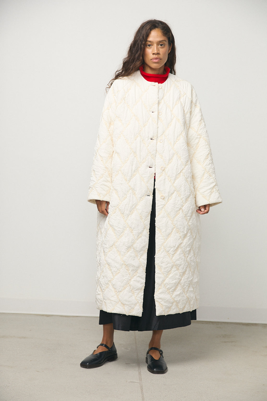 Farrah Quilted Coat in Cream