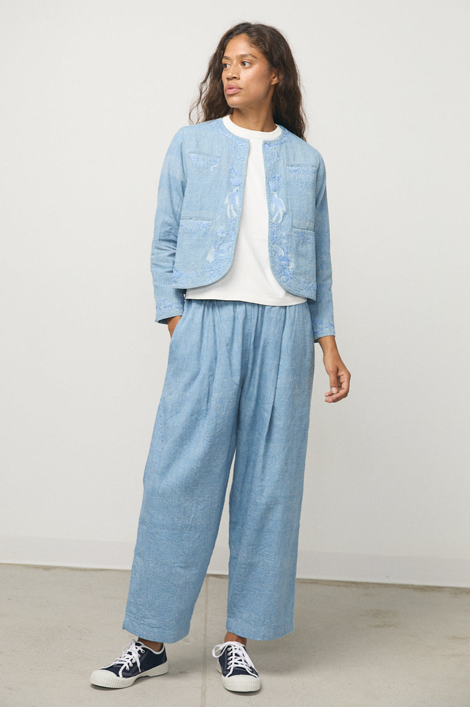 Handloom Indigo Denim Big Tuck Pants