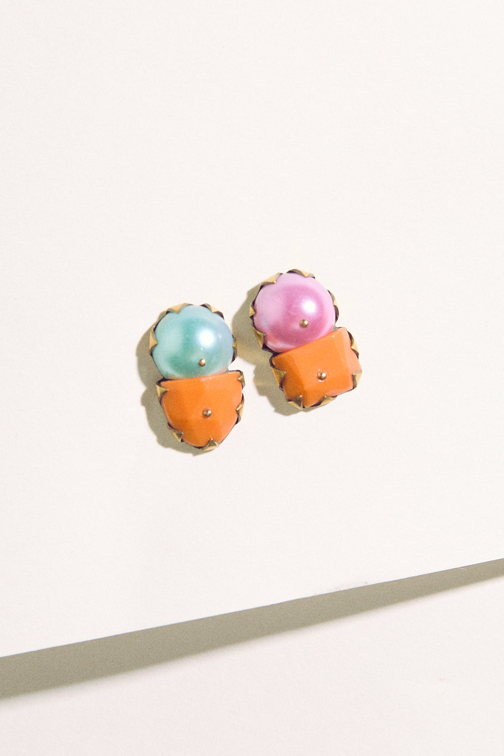 Tiny Pearl Studs - Pink, Blue & Orange