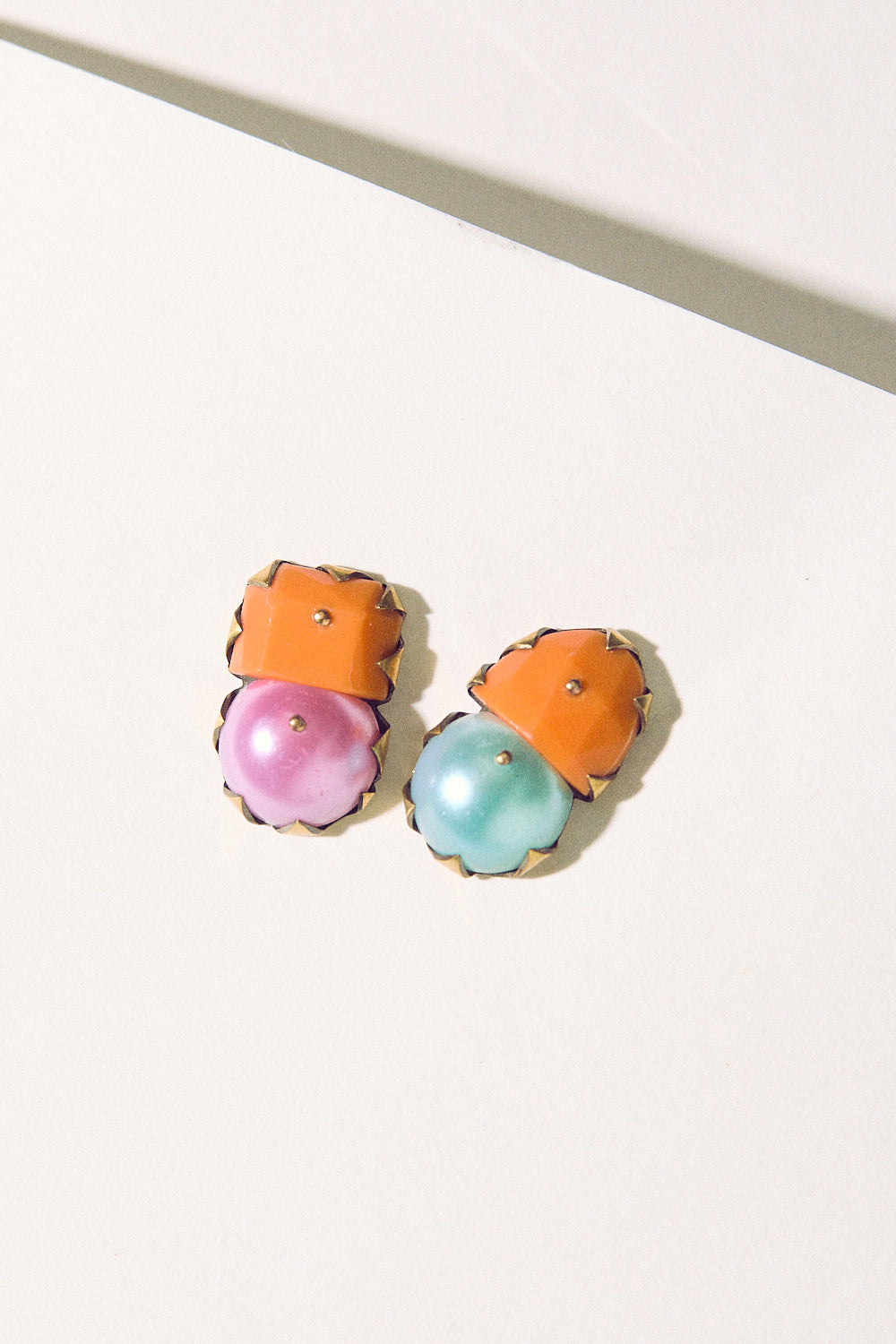 Tiny Pearl Studs - Pink, Blue & Orange