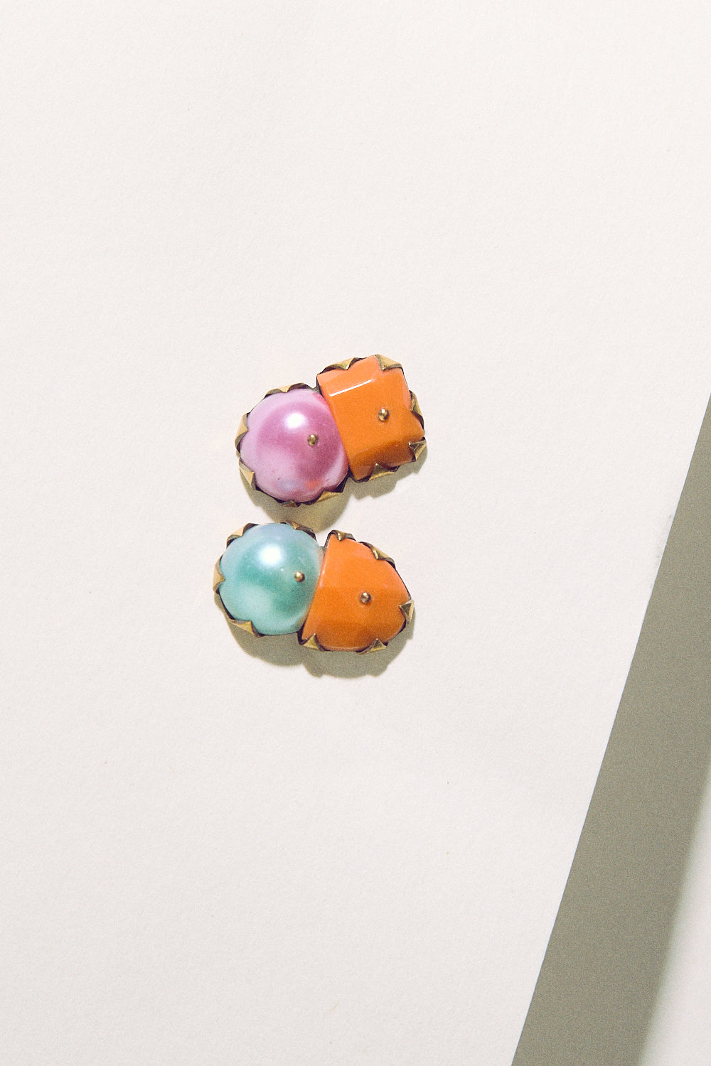 Tiny Pearl Studs - Pink, Blue & Orange