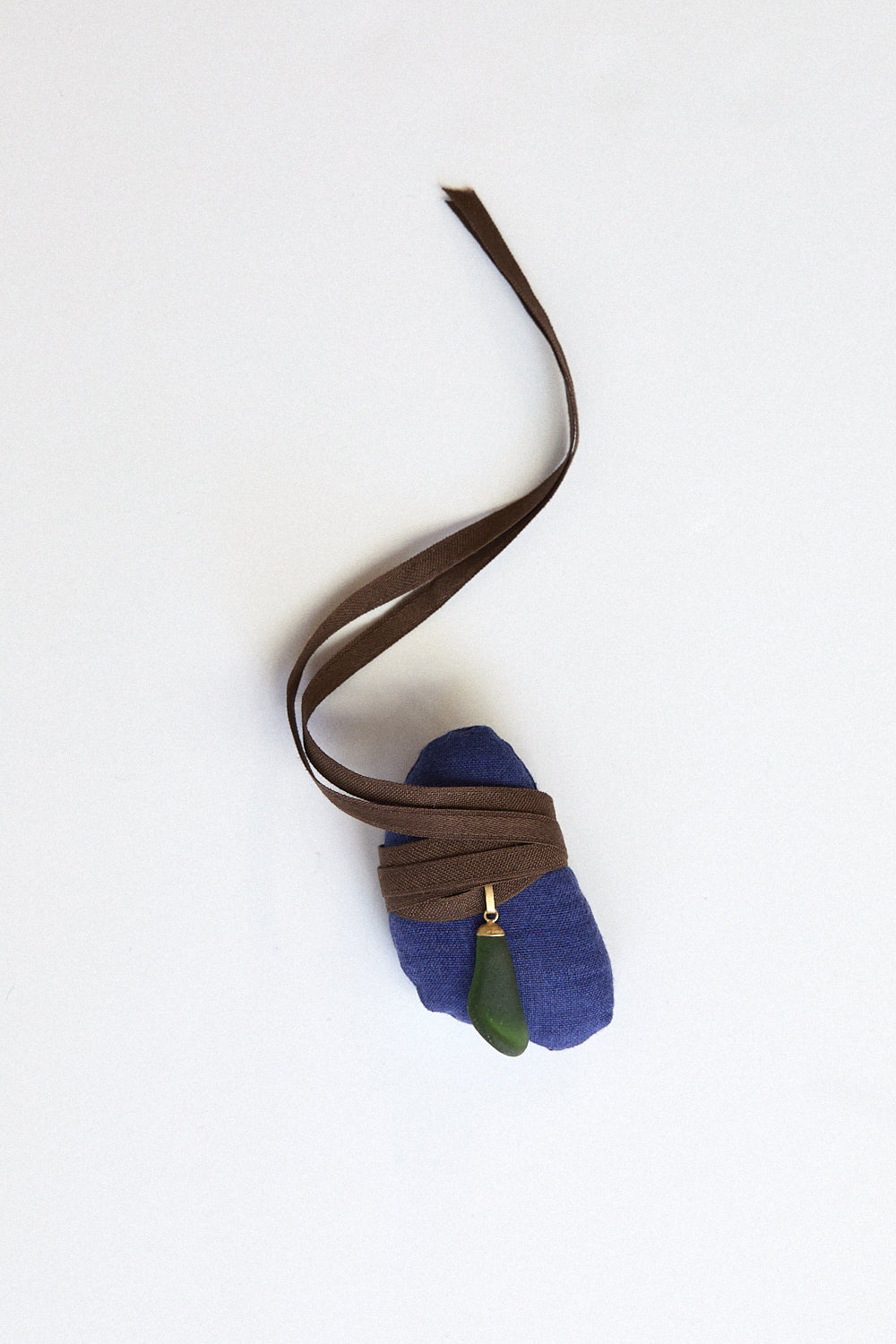 Emerald Sea-Glass Pendant - 18 carat gold cap