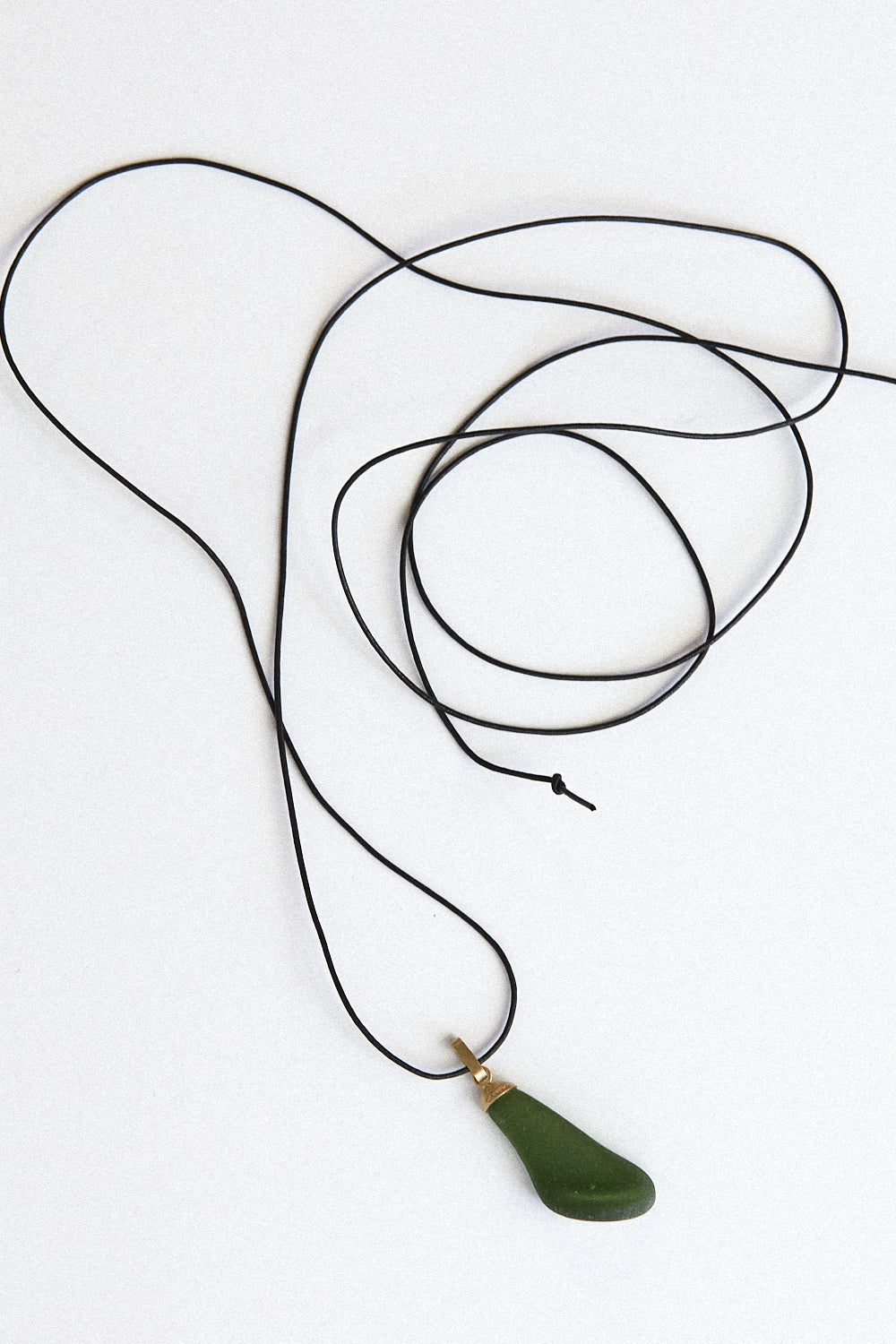 Emerald Sea-Glass Pendant - 18 carat gold cap