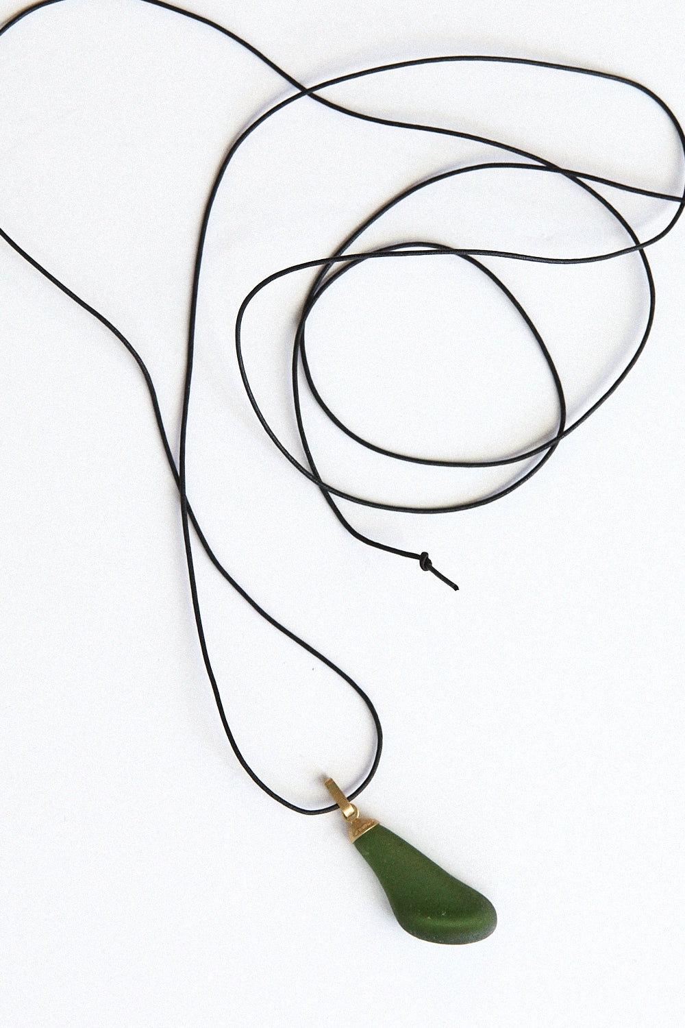 Emerald Sea-Glass Pendant - 18 carat gold cap