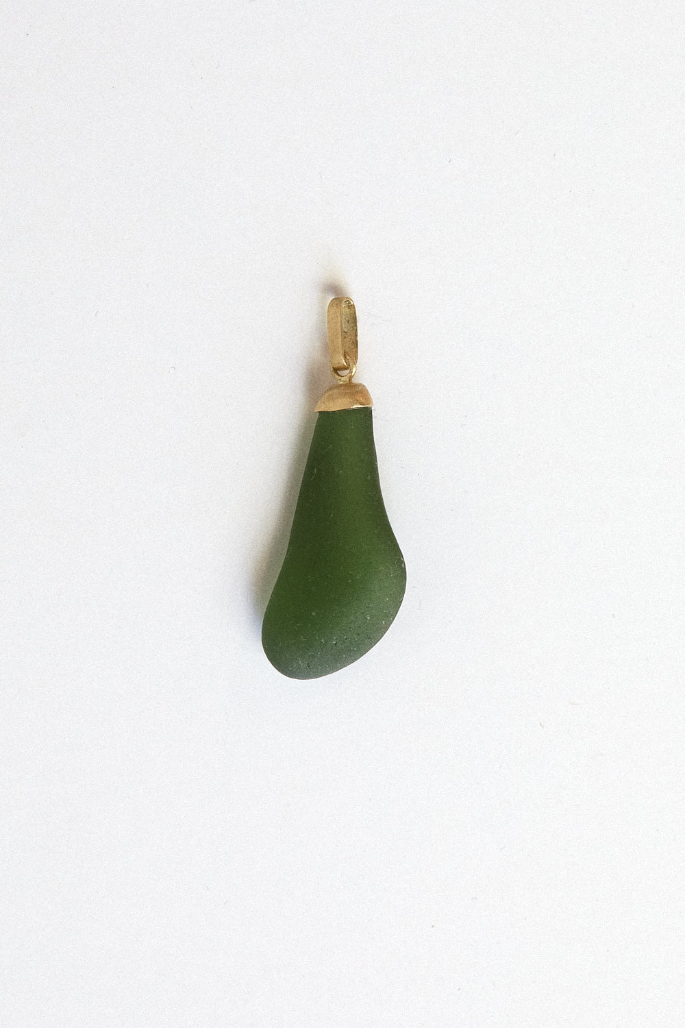Emerald Sea-Glass Pendant - 18 carat gold cap