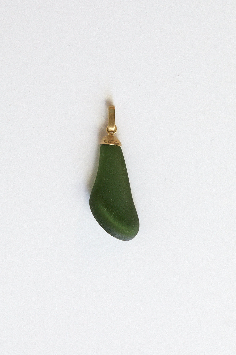 Emerald Sea-Glass Pendant - 18 carat gold cap