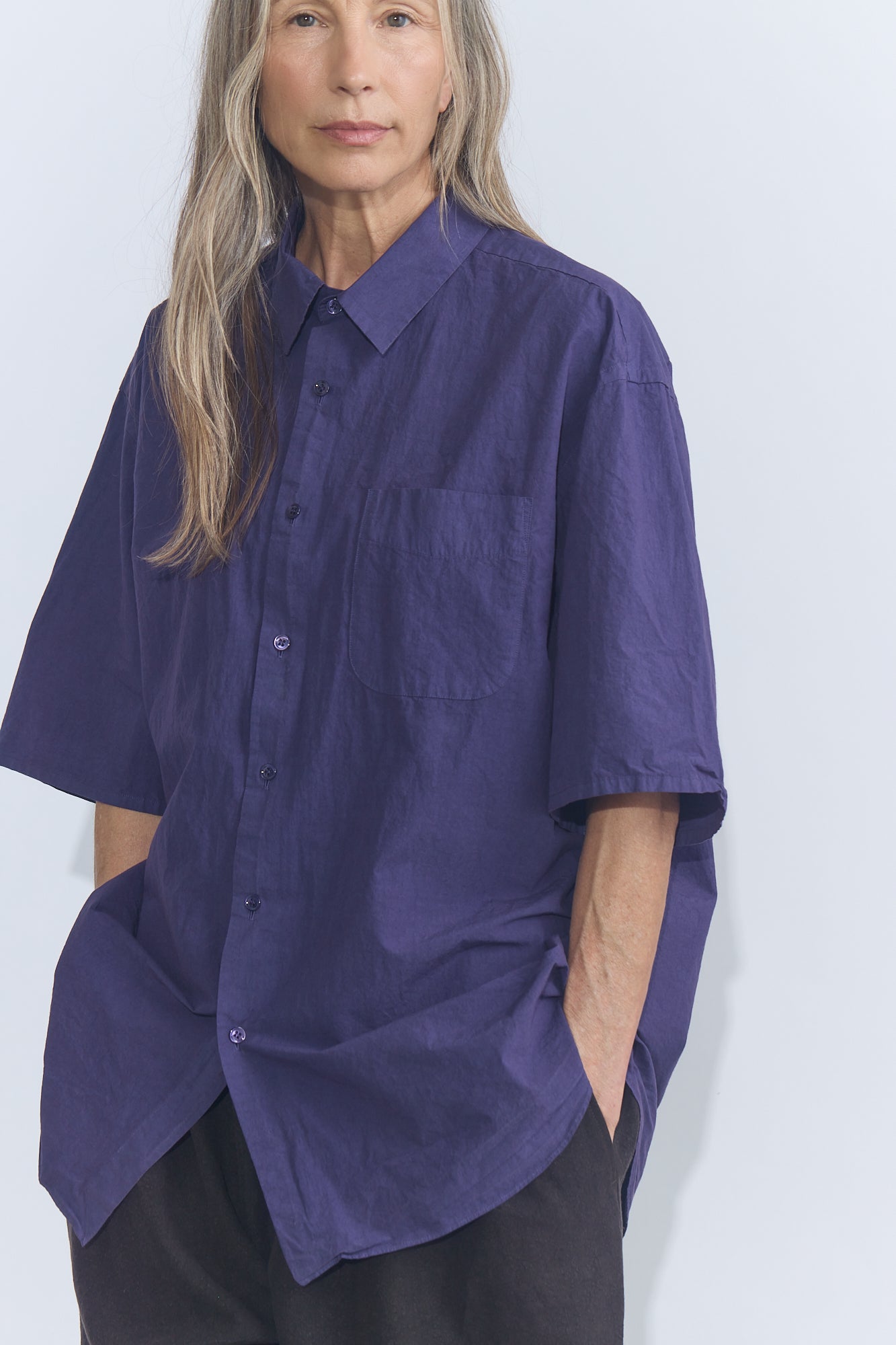 Regular Collar S/S Shirt — Purple
